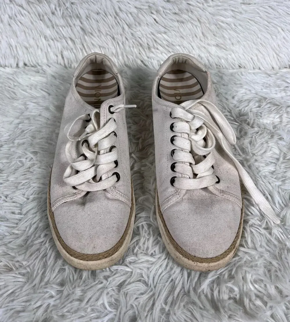 Vionic Shoes Womens Size 7 Off White Canvas Hattie Lace Up Espadrille Sneakers